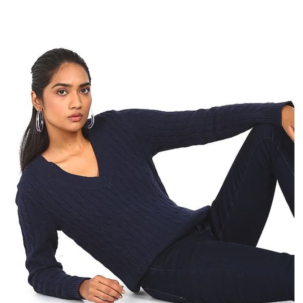 Tommy Hilfiger Navy V-Neck Sweater